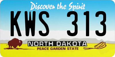 ND license plate KWS313