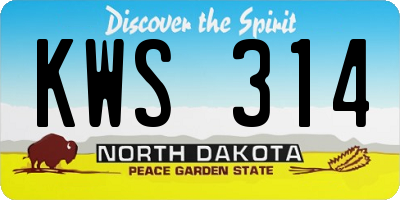 ND license plate KWS314