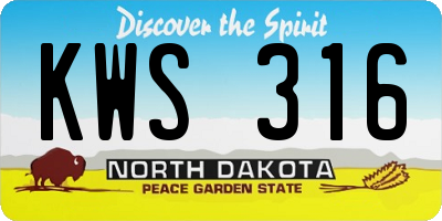 ND license plate KWS316