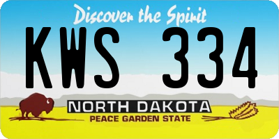 ND license plate KWS334
