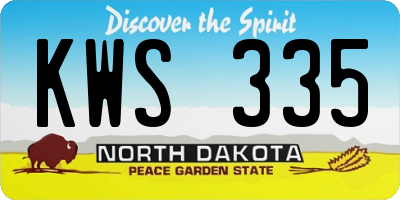 ND license plate KWS335