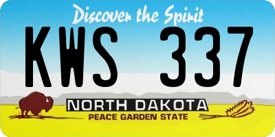 ND license plate KWS337