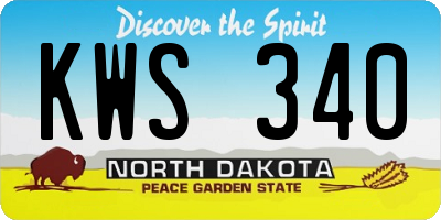 ND license plate KWS340
