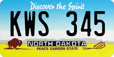 ND license plate KWS345