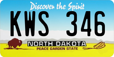 ND license plate KWS346