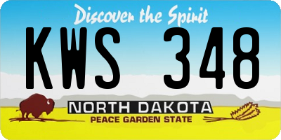 ND license plate KWS348