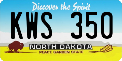 ND license plate KWS350