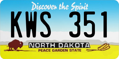 ND license plate KWS351