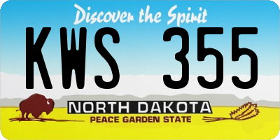 ND license plate KWS355