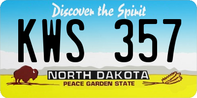 ND license plate KWS357