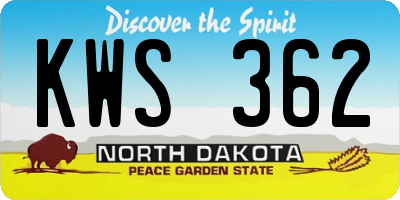 ND license plate KWS362
