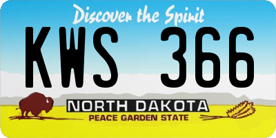 ND license plate KWS366