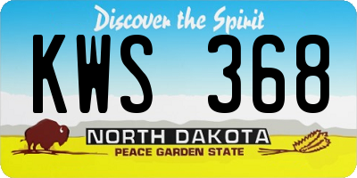 ND license plate KWS368