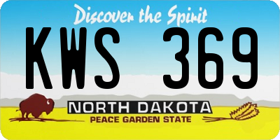 ND license plate KWS369