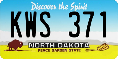 ND license plate KWS371