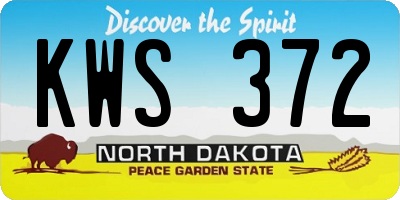 ND license plate KWS372