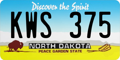 ND license plate KWS375