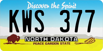 ND license plate KWS377