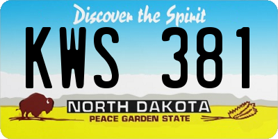 ND license plate KWS381
