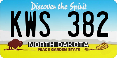 ND license plate KWS382