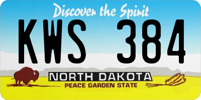 ND license plate KWS384
