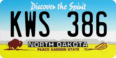 ND license plate KWS386