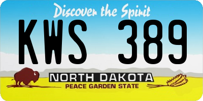 ND license plate KWS389