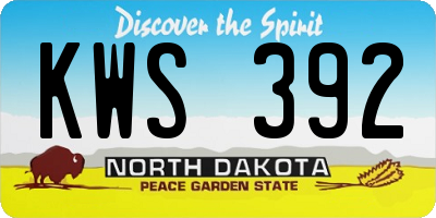 ND license plate KWS392