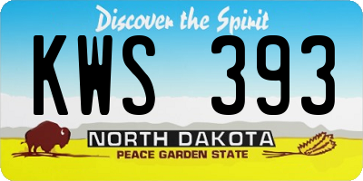 ND license plate KWS393