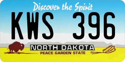 ND license plate KWS396