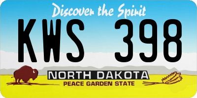 ND license plate KWS398