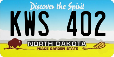 ND license plate KWS402
