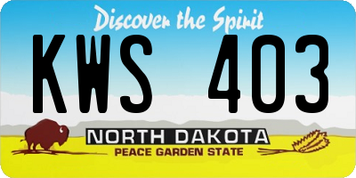 ND license plate KWS403