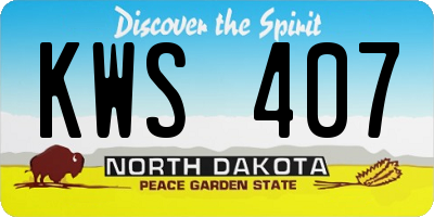 ND license plate KWS407