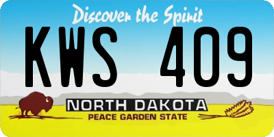 ND license plate KWS409
