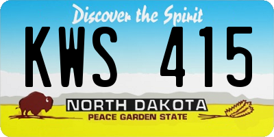 ND license plate KWS415