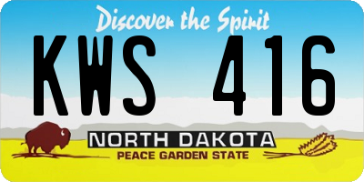 ND license plate KWS416