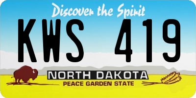 ND license plate KWS419