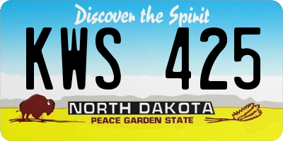 ND license plate KWS425