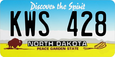 ND license plate KWS428