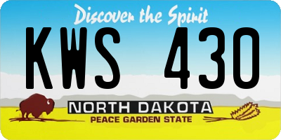 ND license plate KWS430
