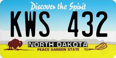 ND license plate KWS432