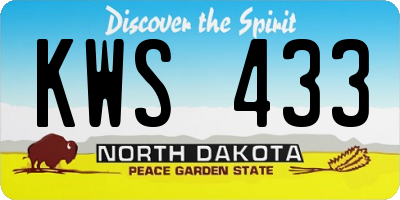 ND license plate KWS433