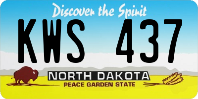 ND license plate KWS437