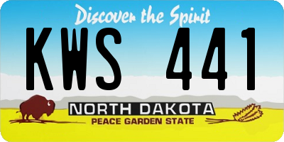 ND license plate KWS441