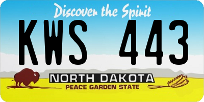 ND license plate KWS443