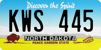 ND license plate KWS445