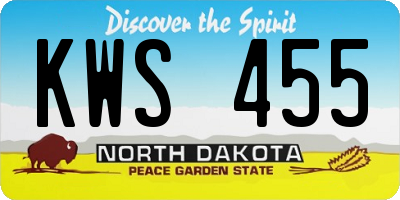 ND license plate KWS455
