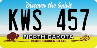 ND license plate KWS457