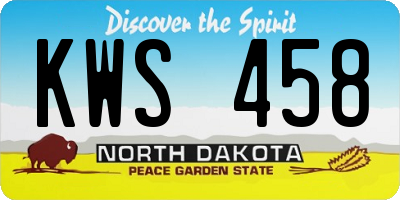 ND license plate KWS458